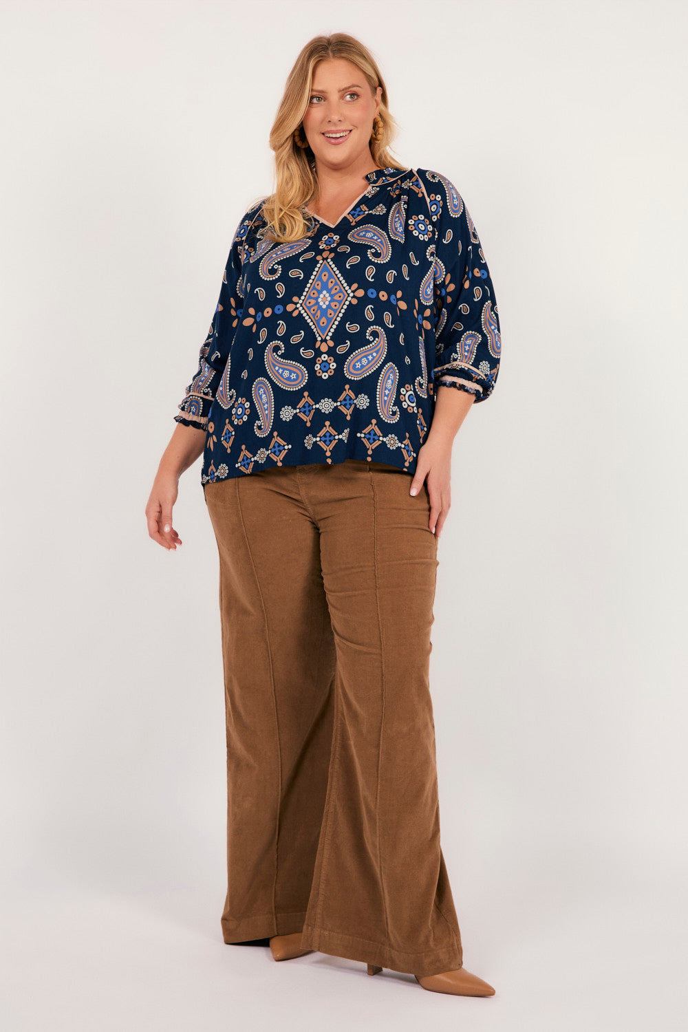 Adrift Wide Leg Brushed Cotton Pant in Camel