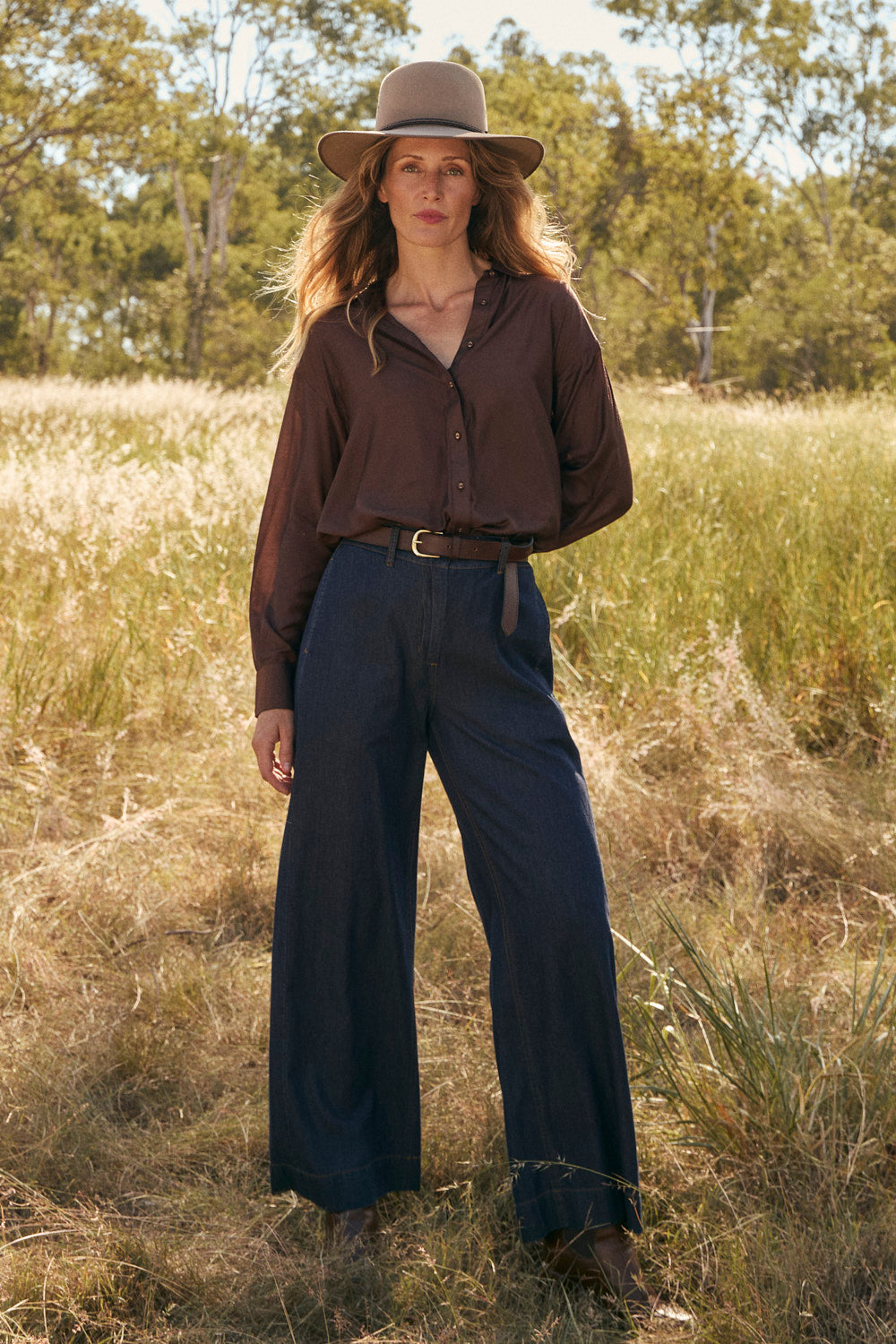 Marin Chambray Pant in Dark Wash