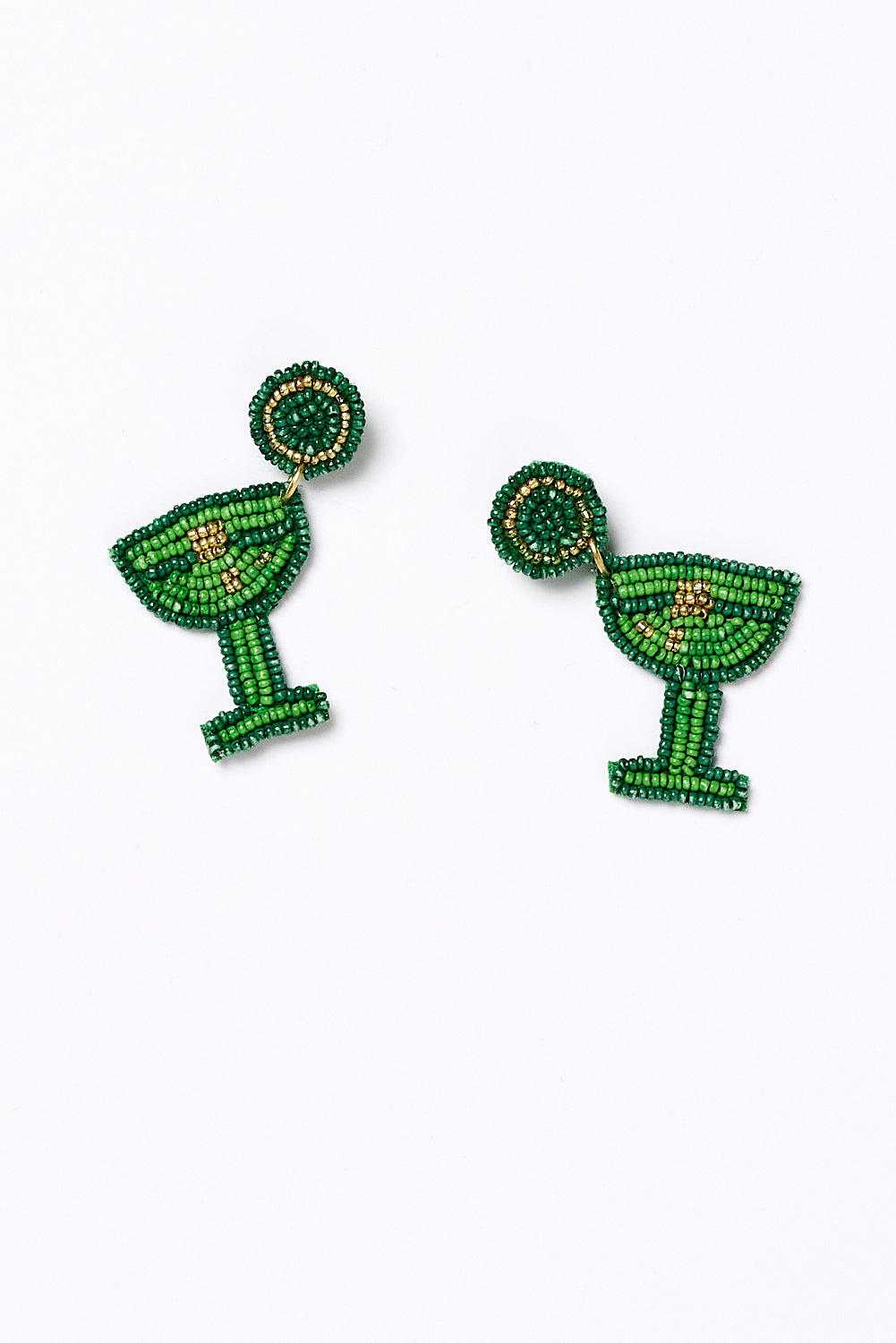 Martini Beaded Earrings in Green