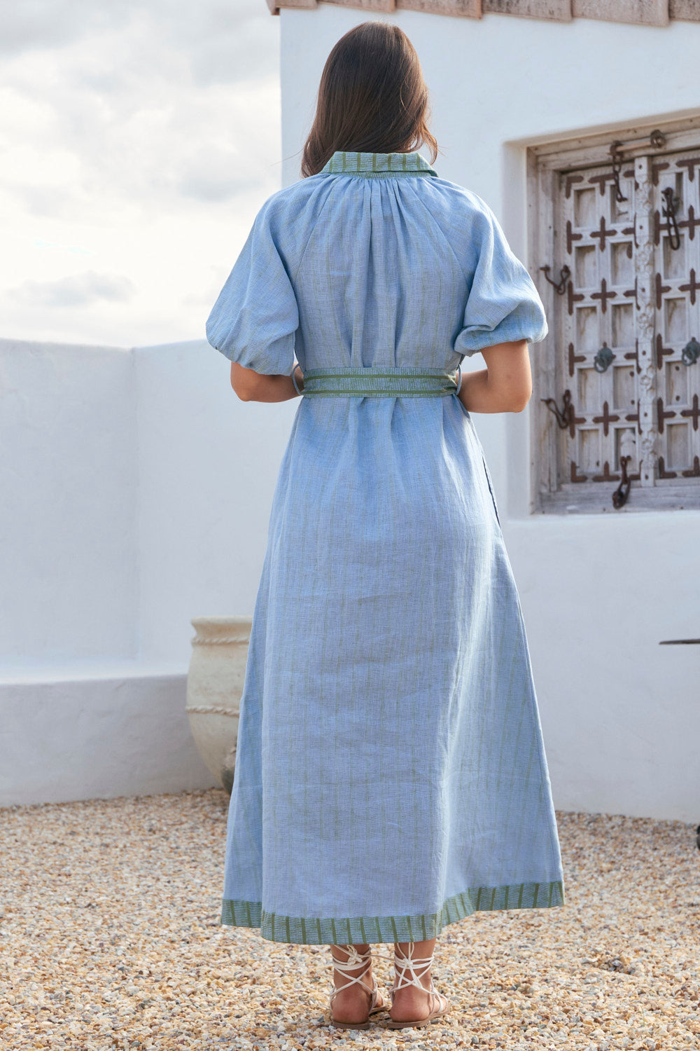 Matilda Linen Collared Dress in Seabourne