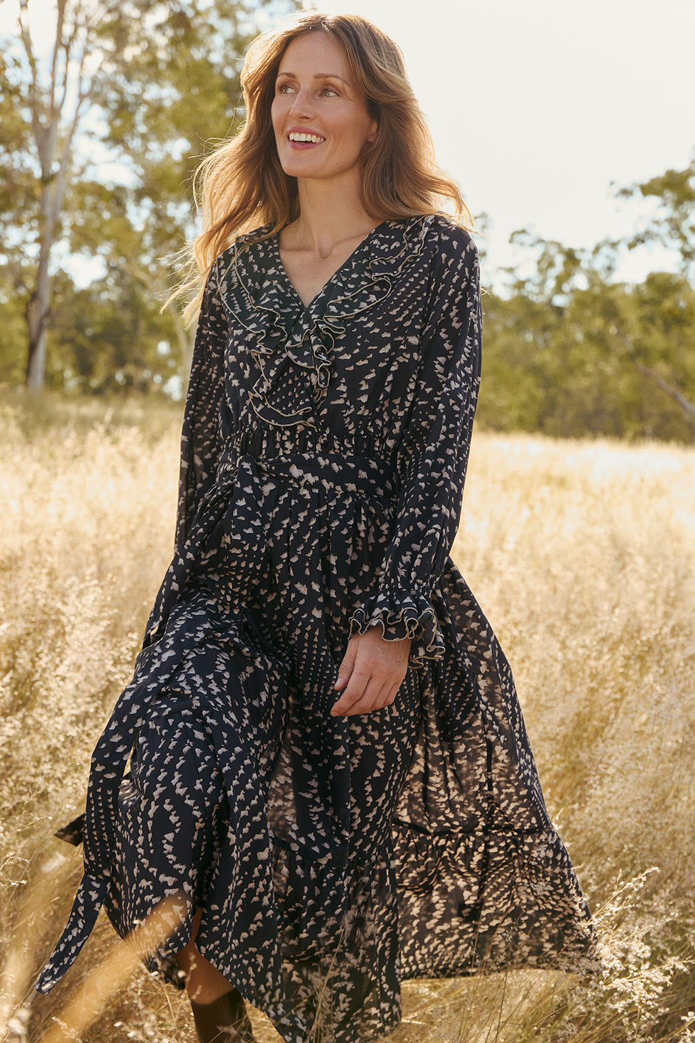 Maye Frill Dress in Wild Jasmine