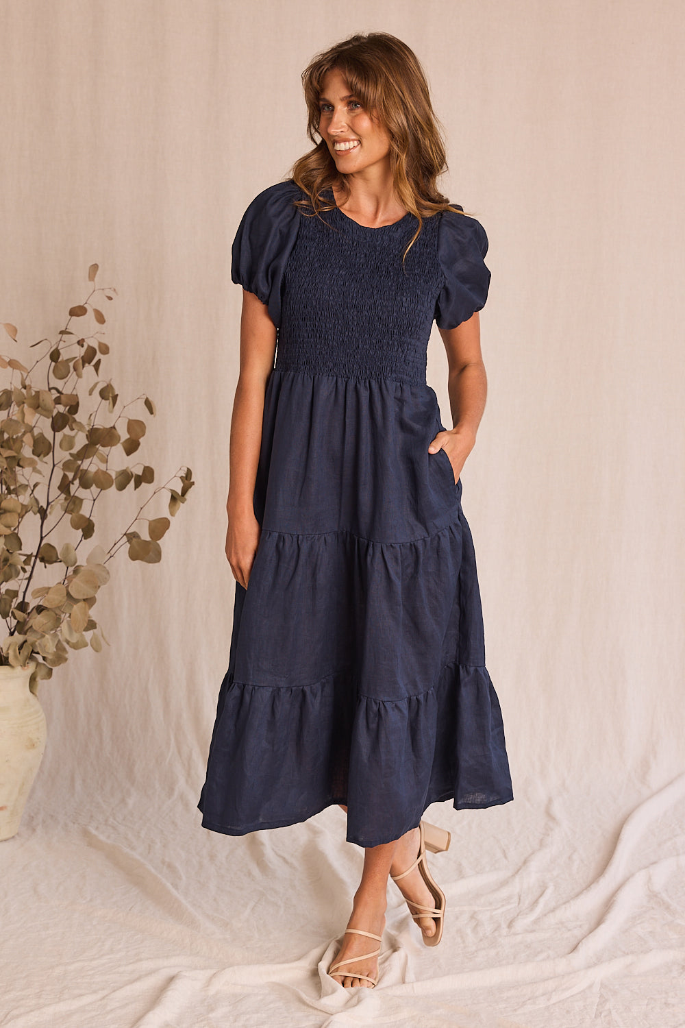 Minden Shirred Dress