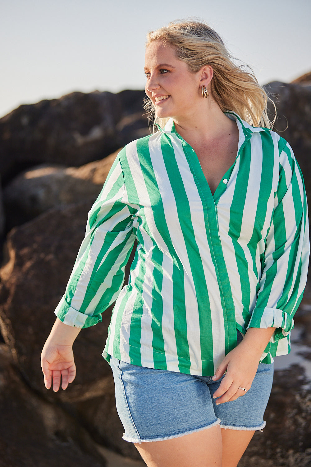 Oversized Boyfriend Shirt in Basil