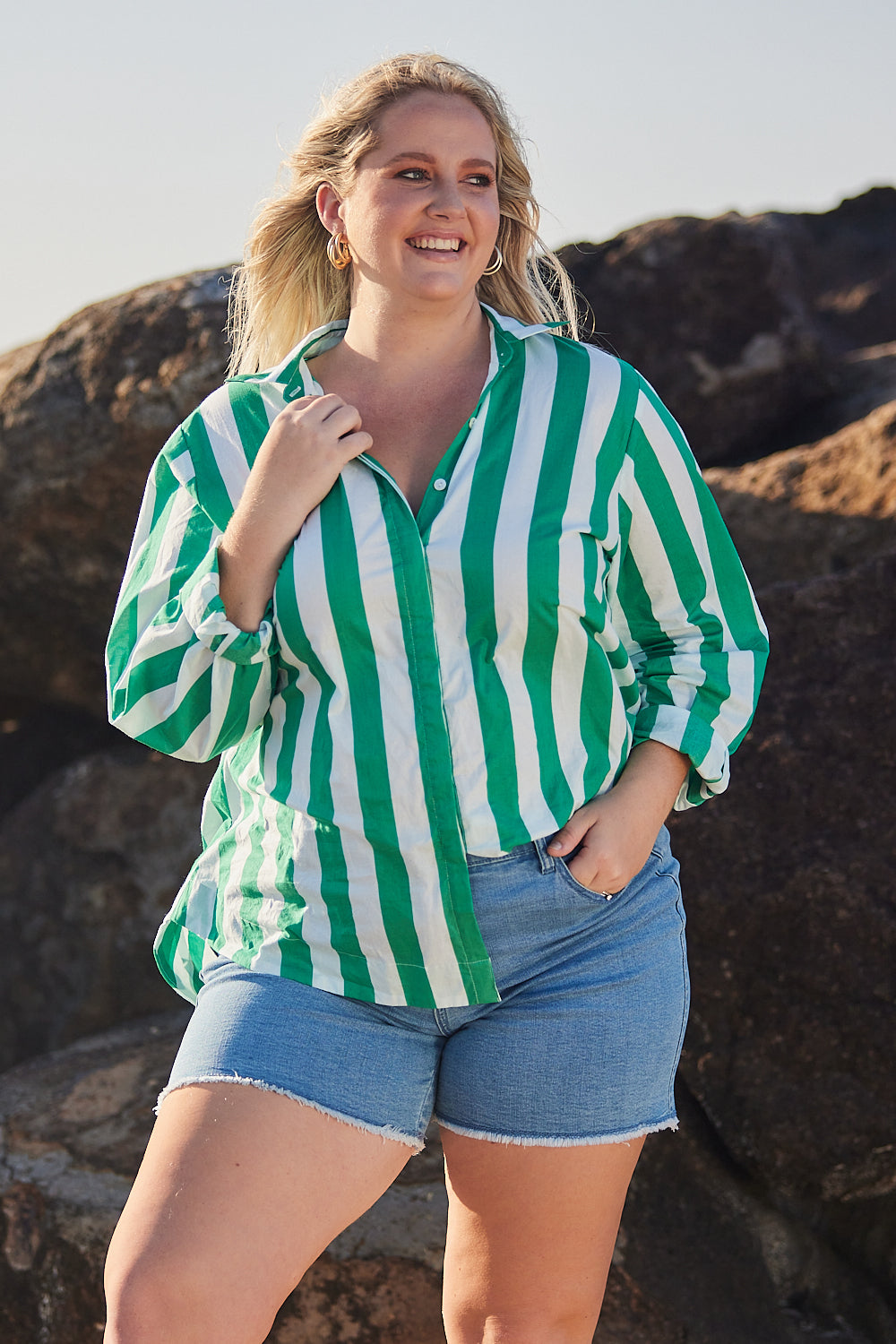 Oversized Boyfriend Shirt in Basil