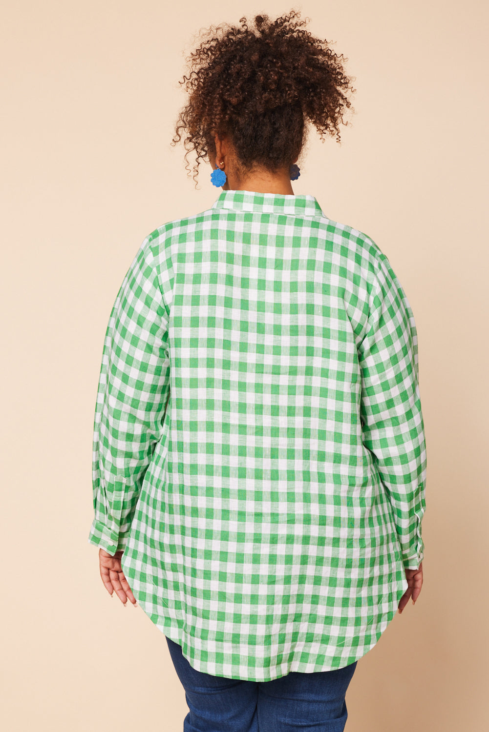 Oversized Linen Boyfriend Shirt in Treviso Green