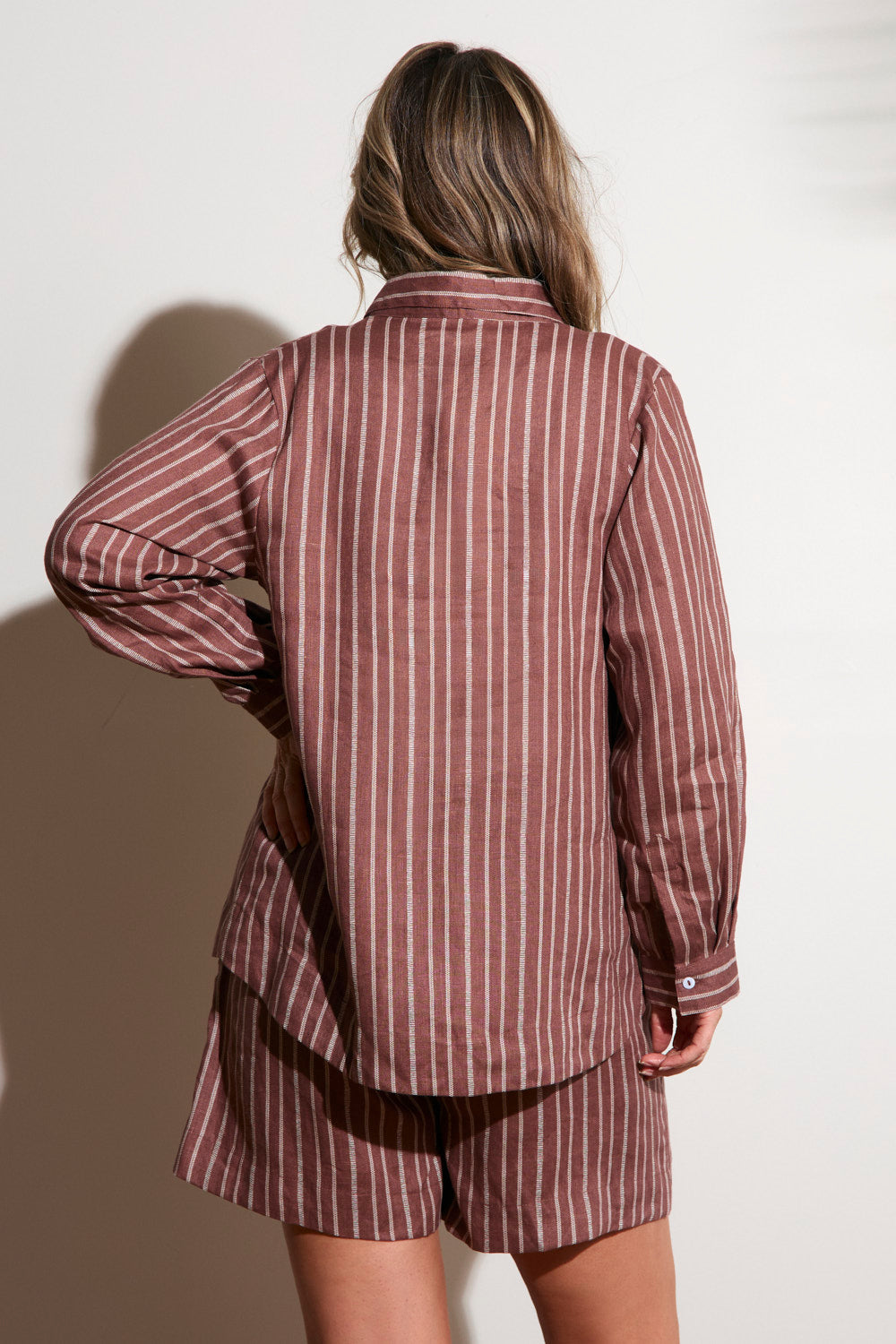 Oversized Linen Boyfriend Shirt in Nutmeg