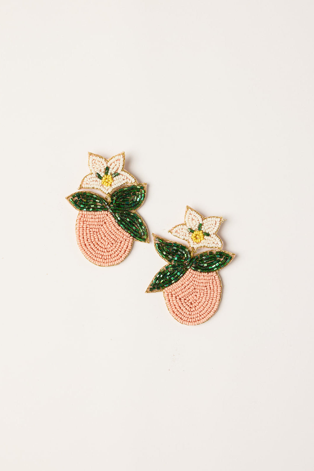 Peach Beaded Earrings in Orange