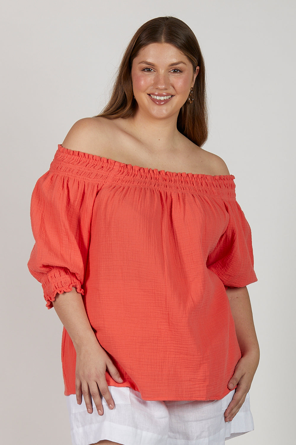 Poppy Off The Shoulder Top in Candlelight