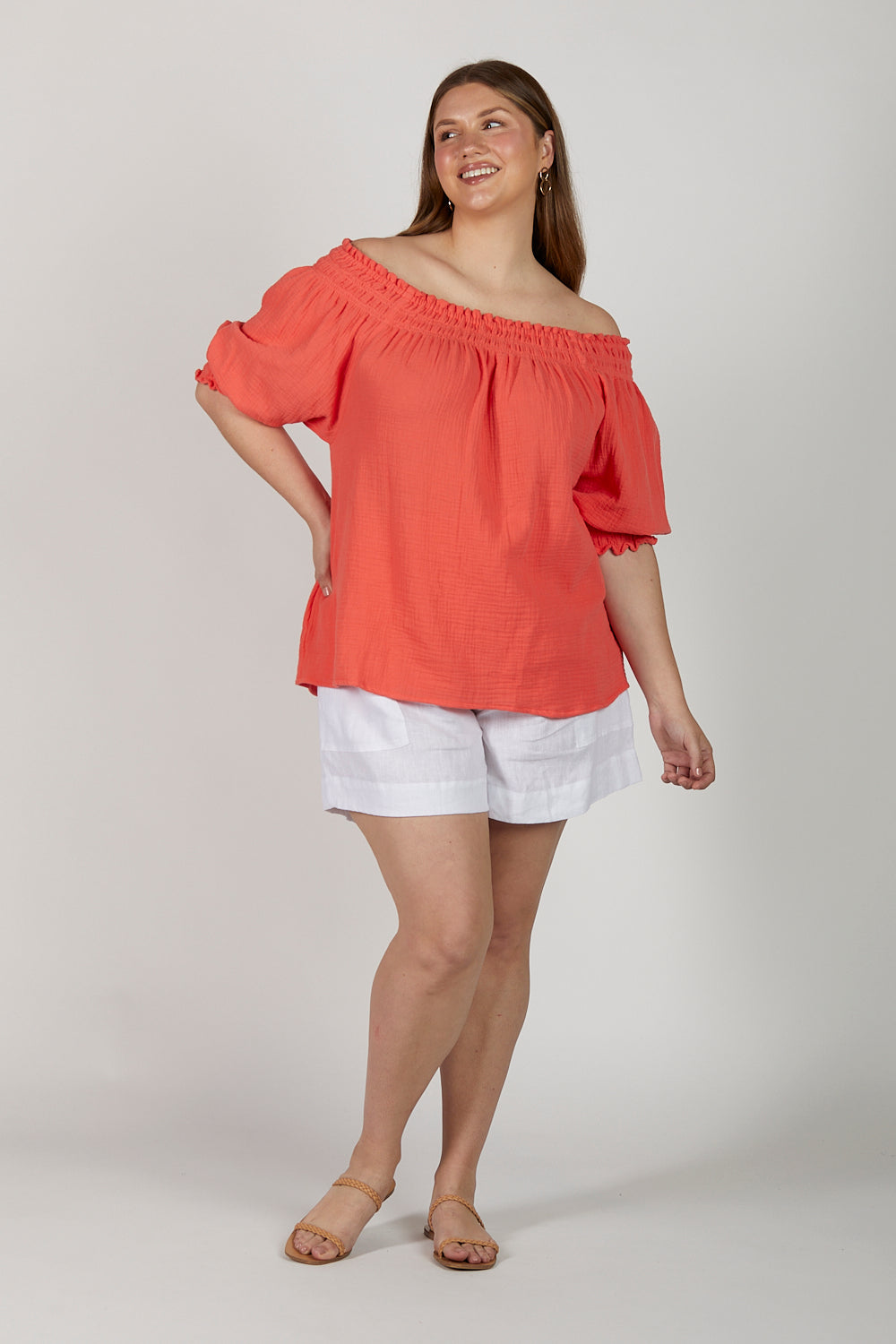 Poppy Off The Shoulder Top in Candlelight