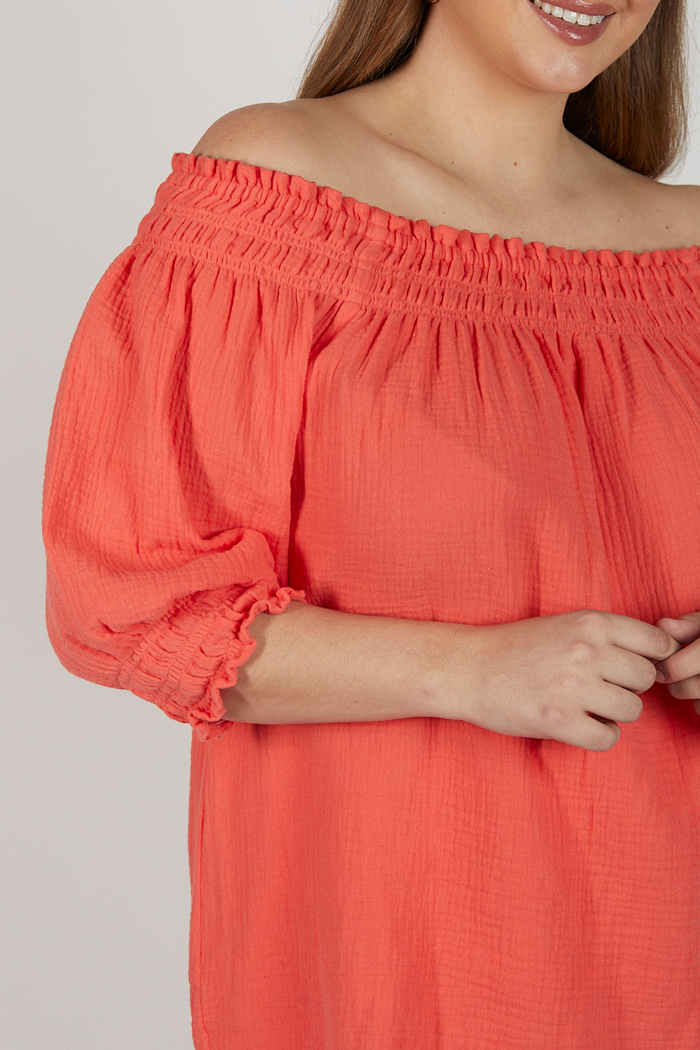 Poppy Off The Shoulder Top in Candlelight