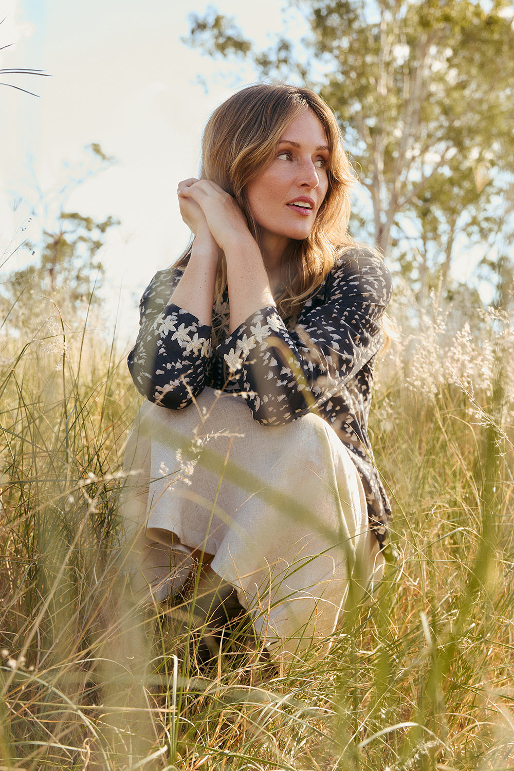 Rani Embroidered Blouse in Wild Jasmine