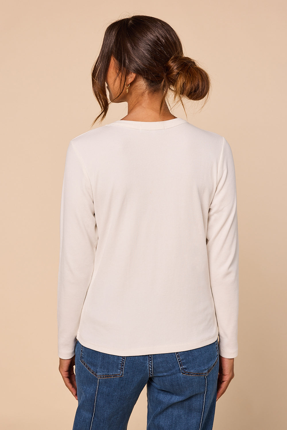 Adrift Ribbed Long Sleeve Tee in White