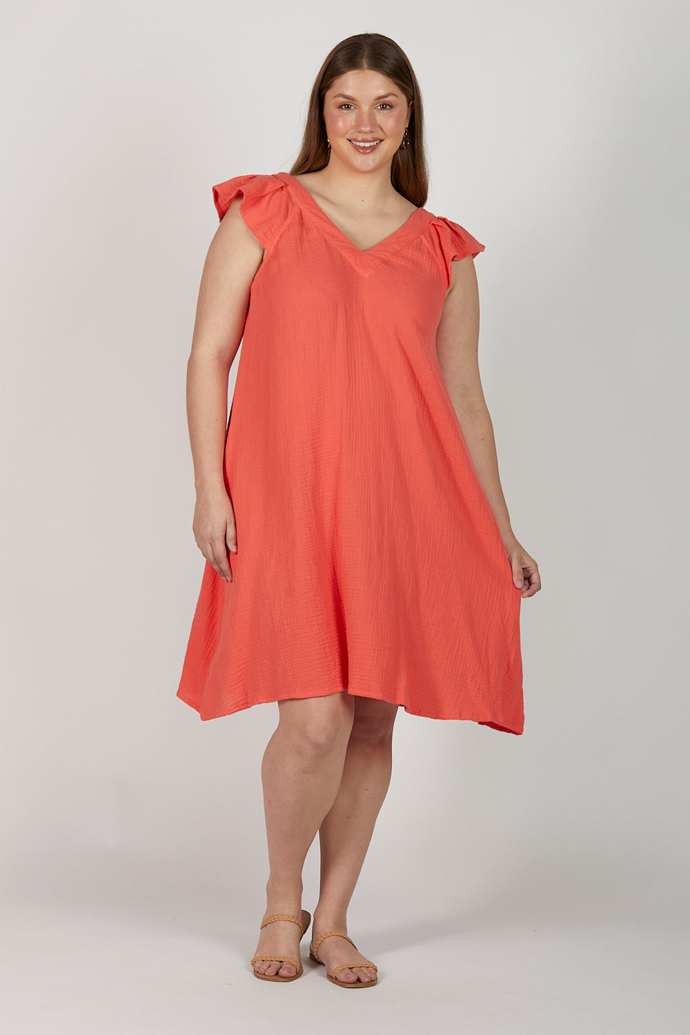 Rivka Crinkle Cotton Short Dress in Candlelight