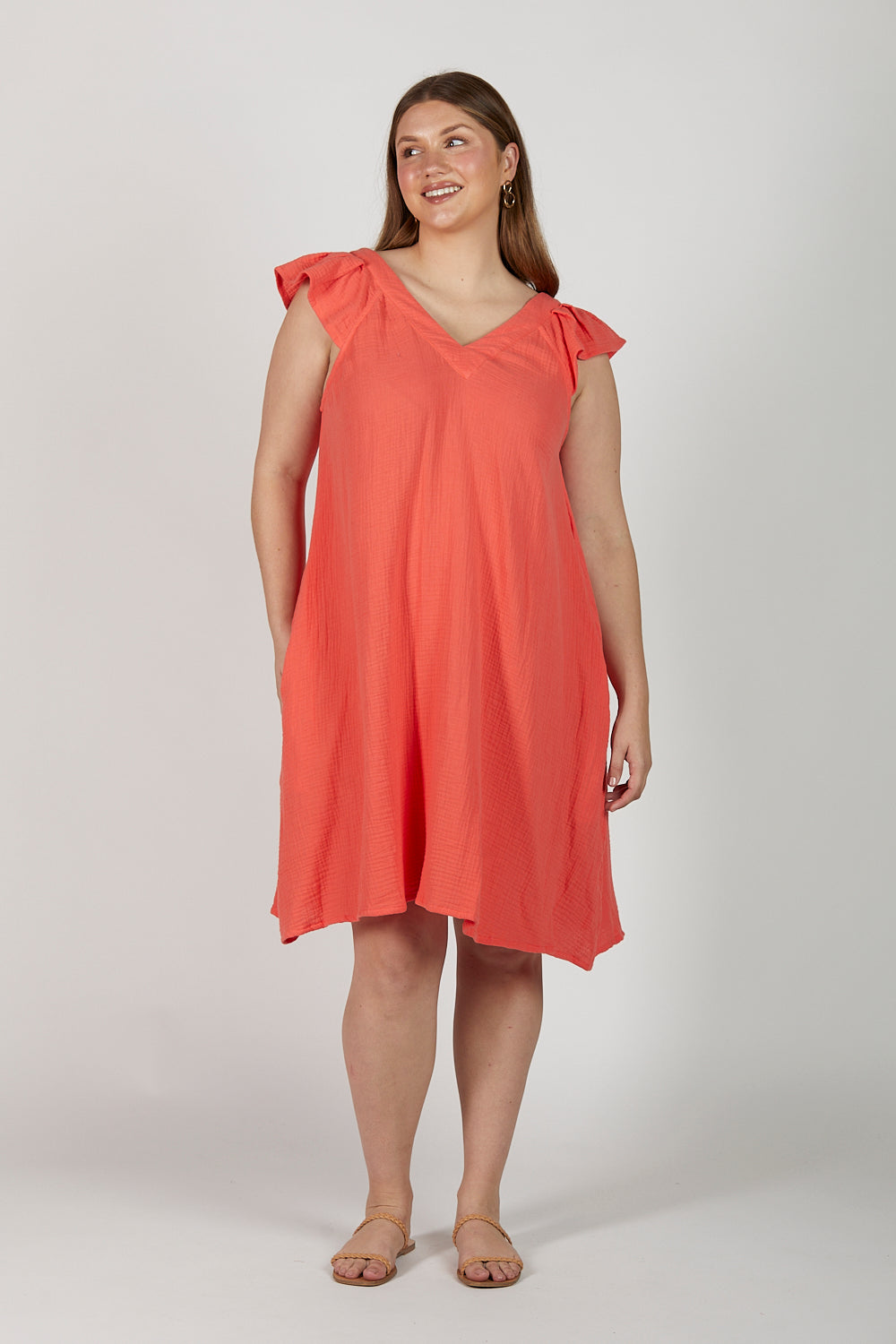 Rivka Crinkle Cotton Short Dress in Candlelight