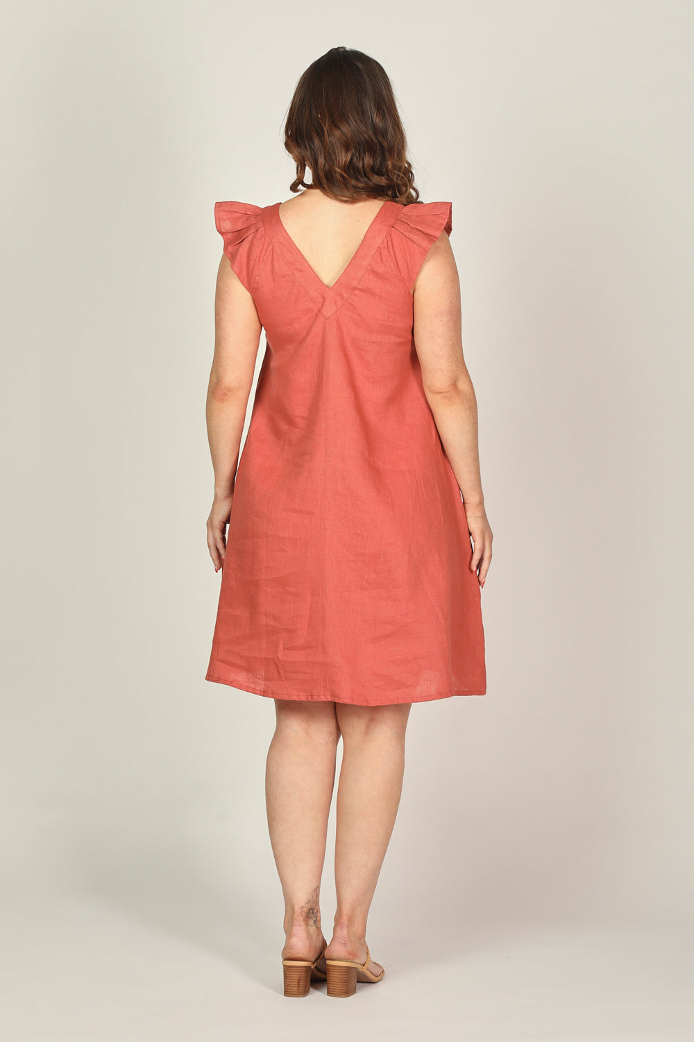 Rivka Linen Short Dress in Desert Rose