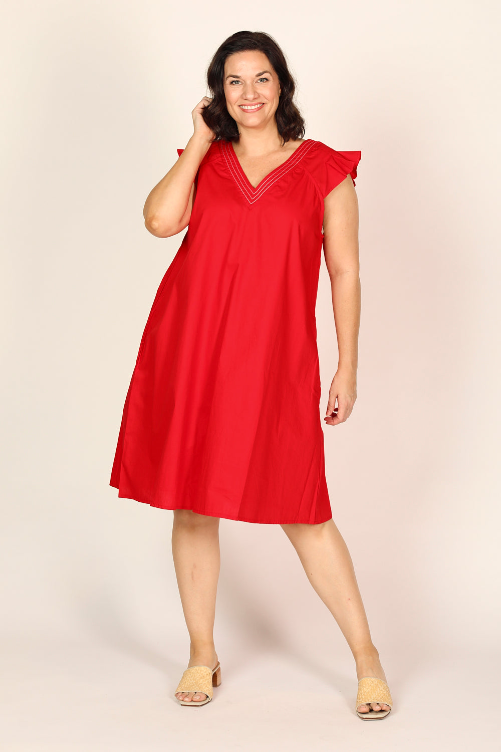 Rivka Poplin Short Dress in Christmas Cheer