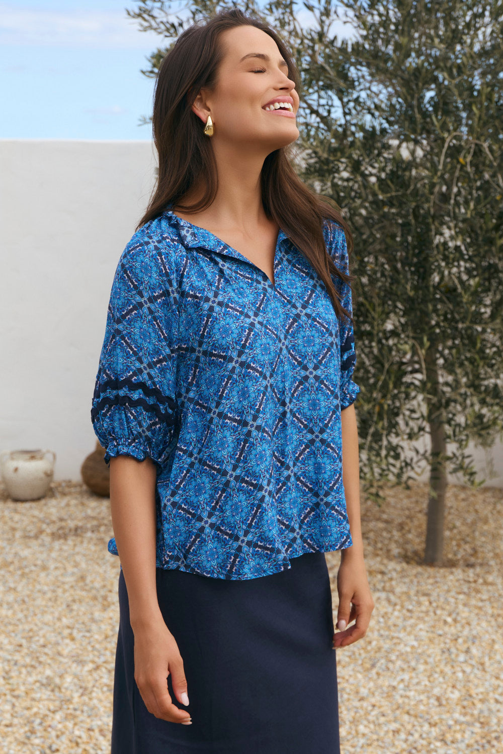 Robin Cotton Silk Blouse in Nomad Nights