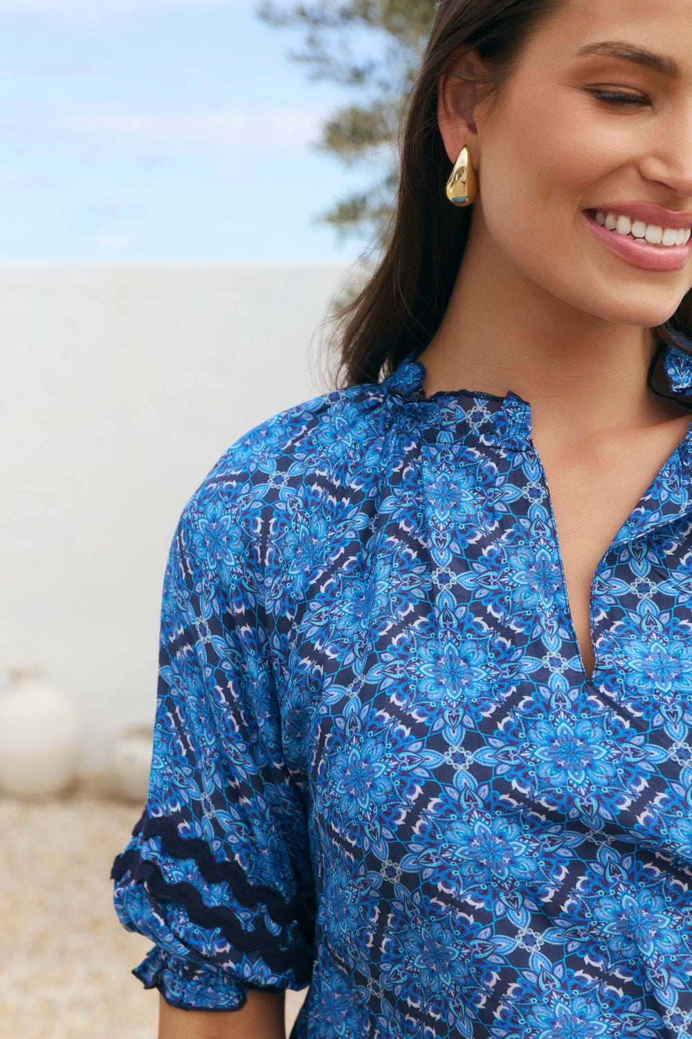 Robin Cotton Silk Blouse in Nomad Nights