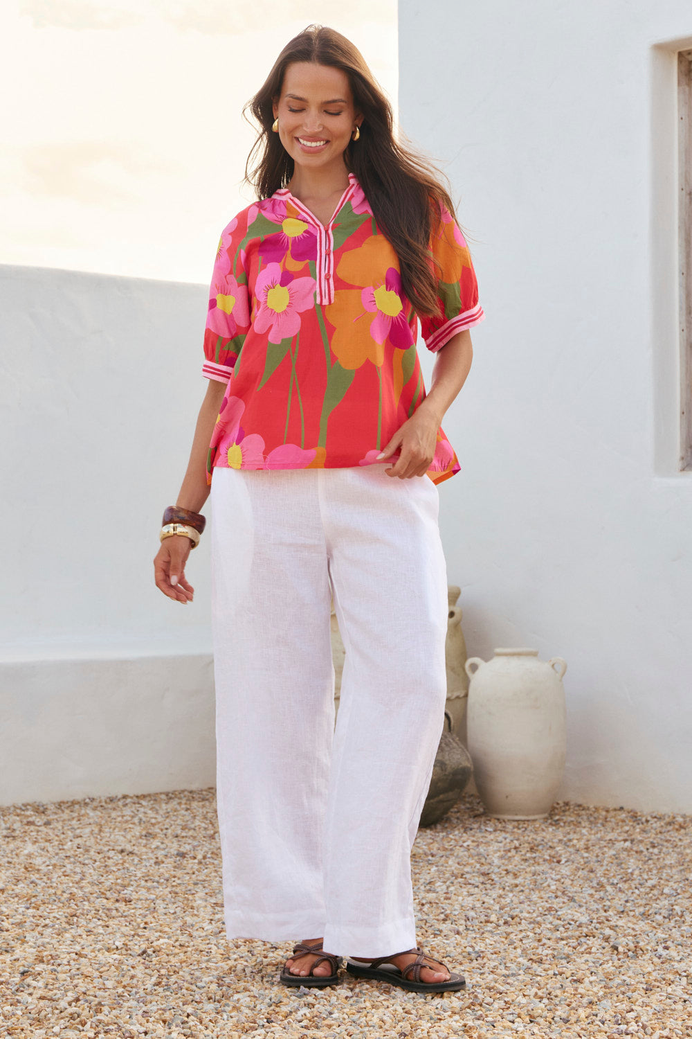 Robin Round Neck Blouse in Flamenco