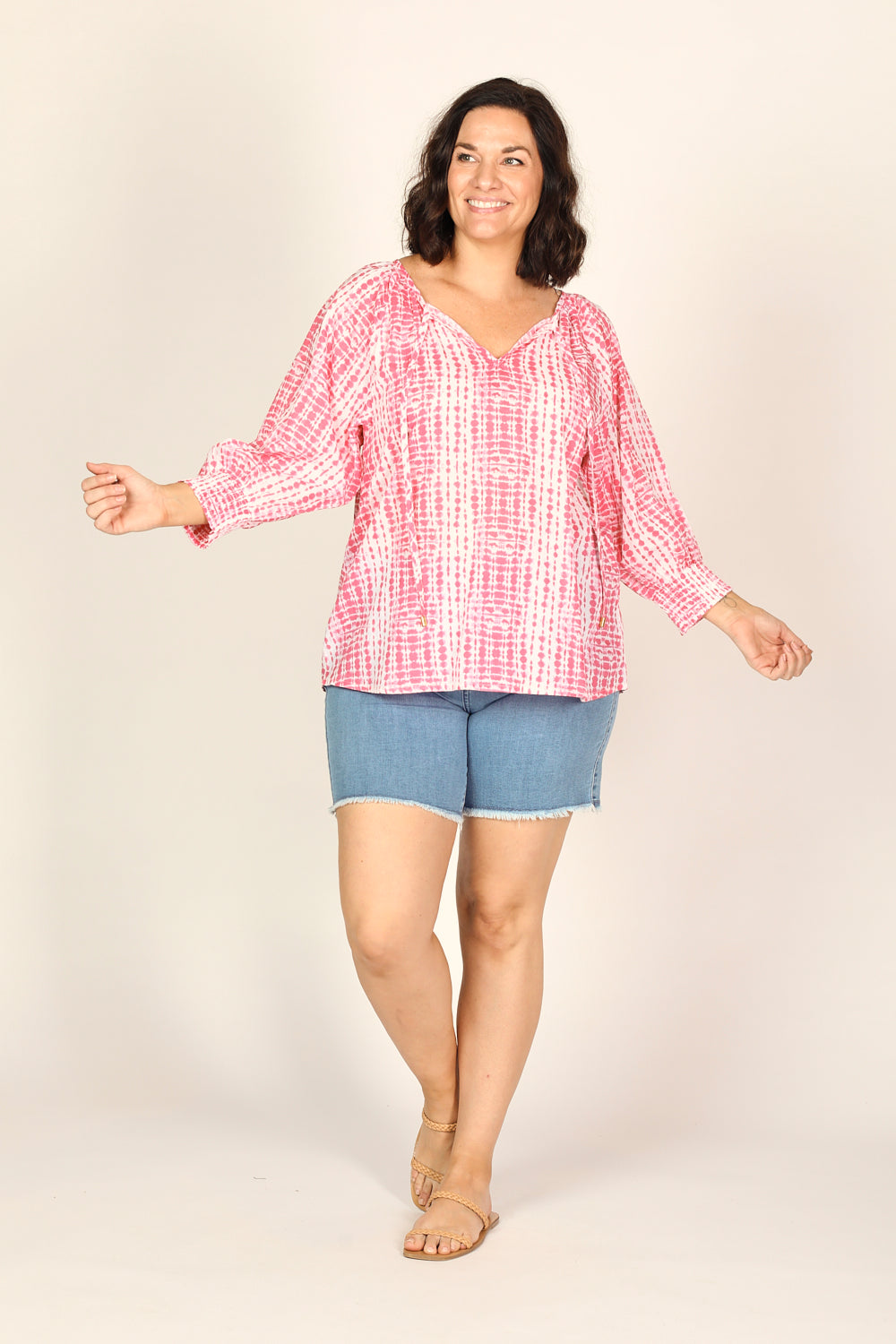 Robin Peasant Top in Shibori Pink