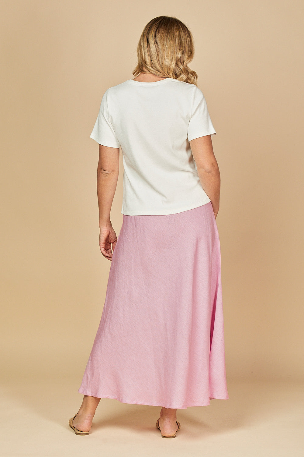 Sabina Linen Skirt in Peony