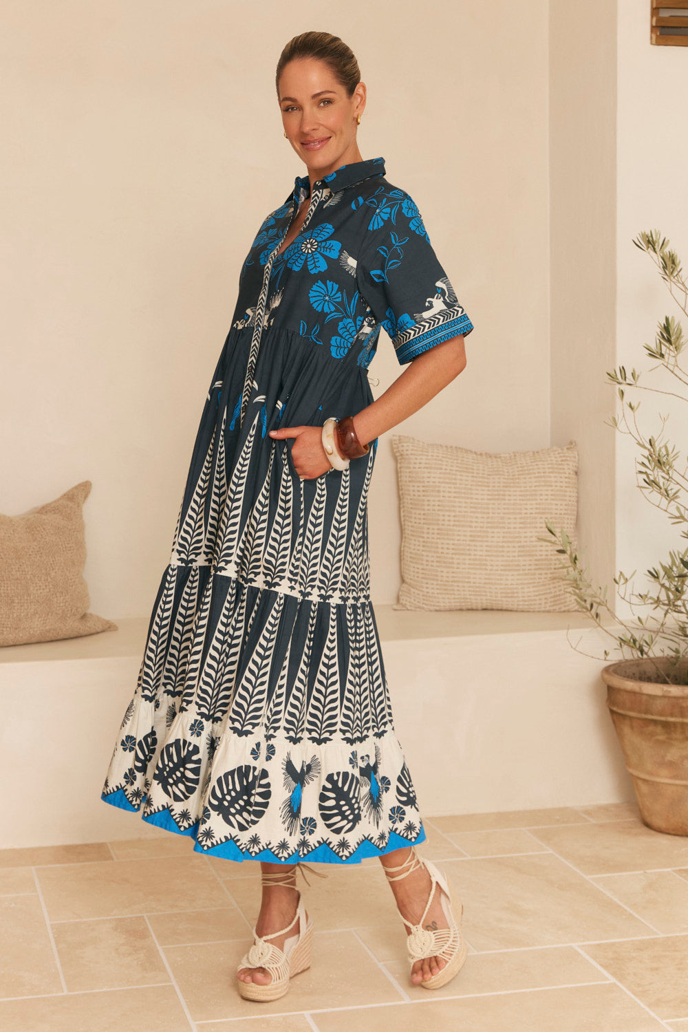 Sabre Collared Dress in Hula Girl