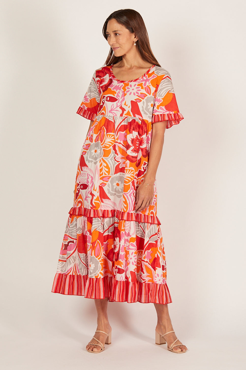 Sabre Frill Dress in Coralene