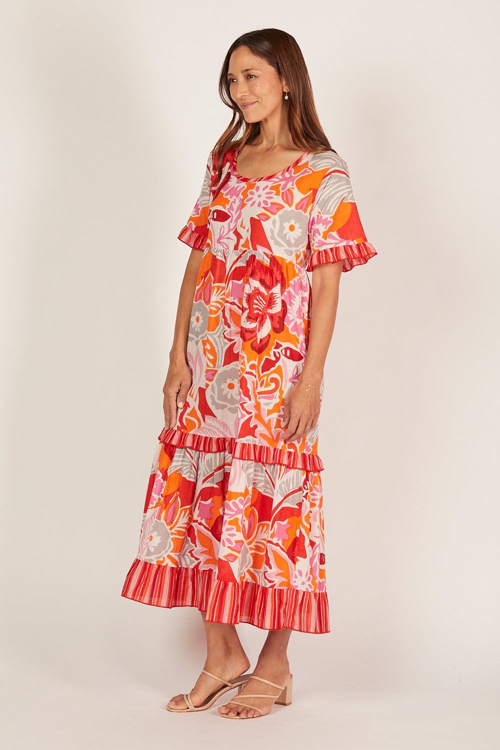 Sabre Frill Dress in Coralene