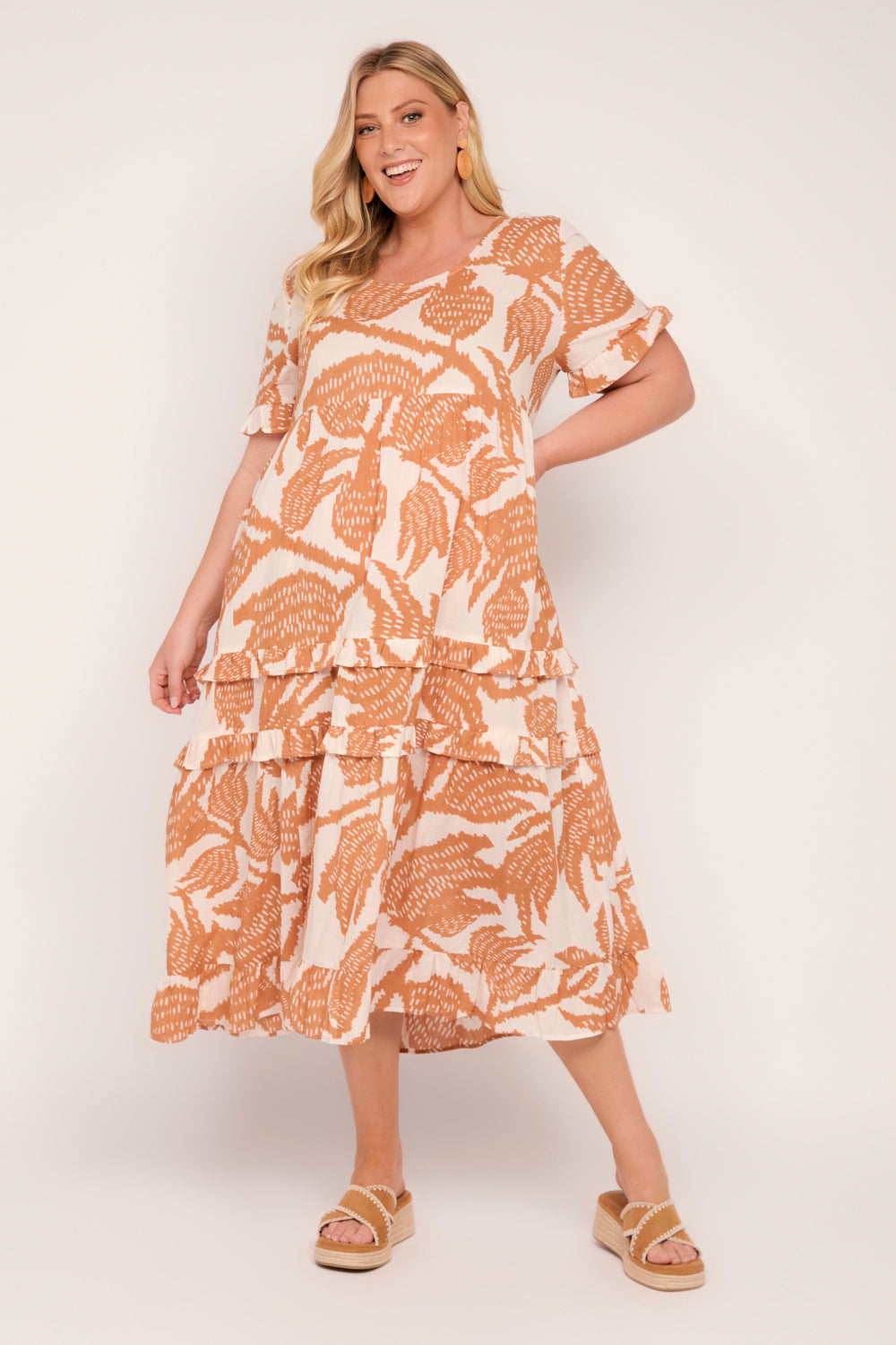 Sabre Frill Dress in Desert Palms