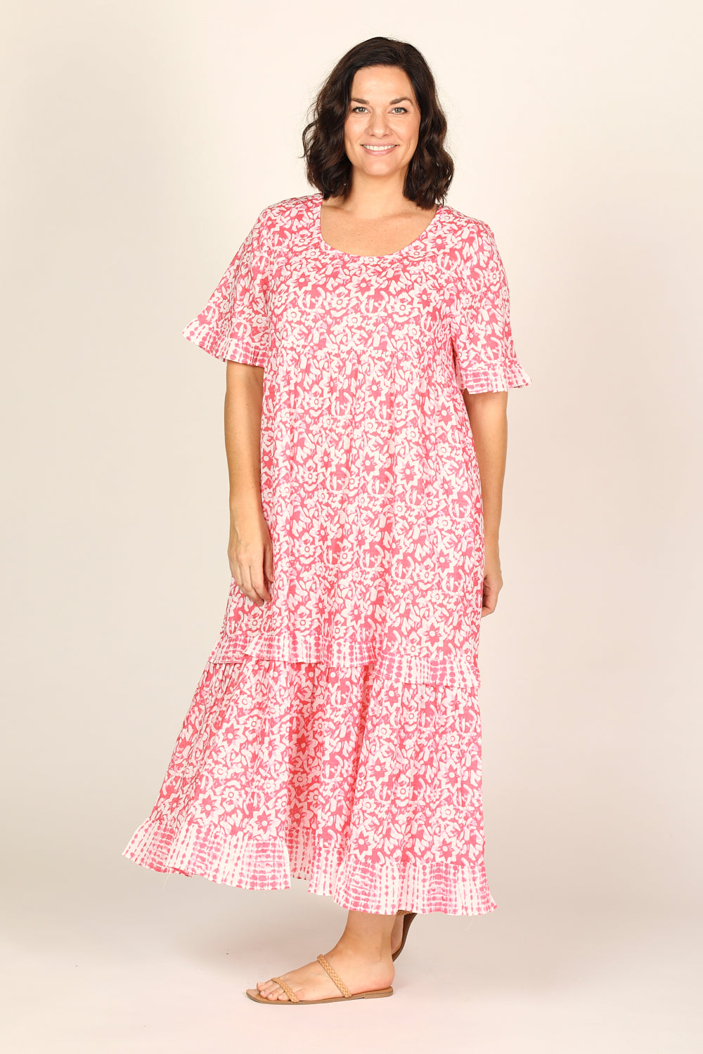 Sabre Frill Dress in Shibori Pink