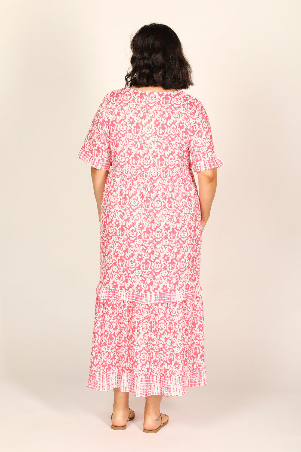 Sabre Frill Dress in Shibori Pink