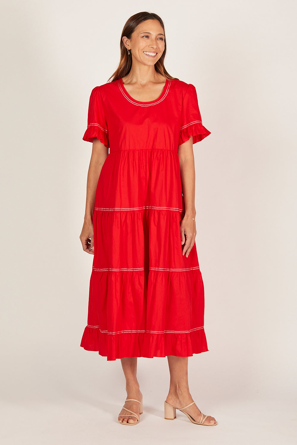 Sabre Poplin Frill Dress in Christmas Cheer