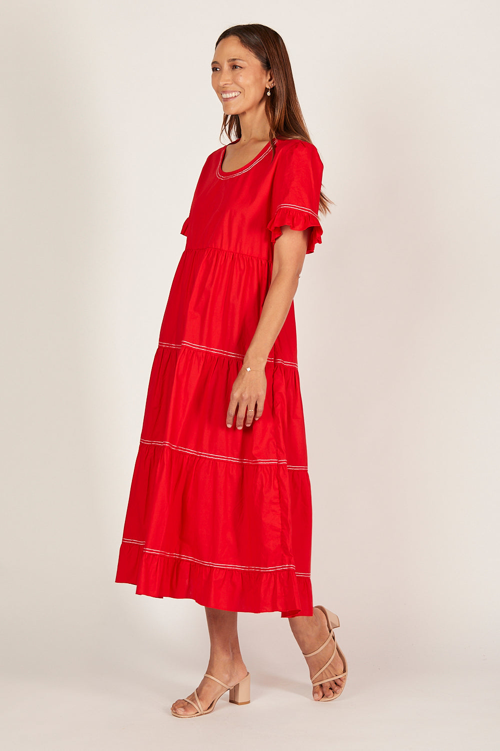 Sabre Poplin Frill Dress in Christmas Cheer