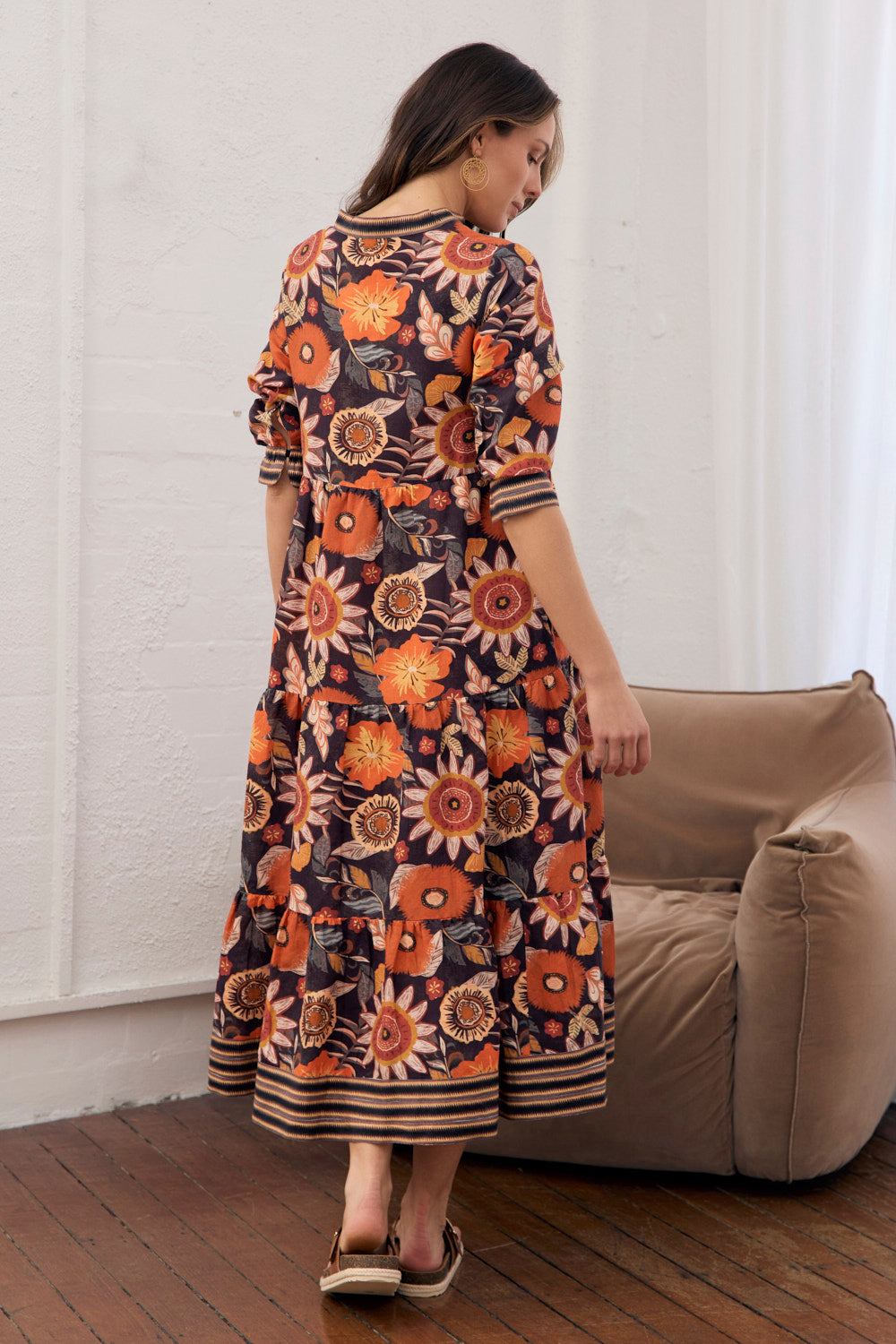Sabre V-Neck Dress in Abigail