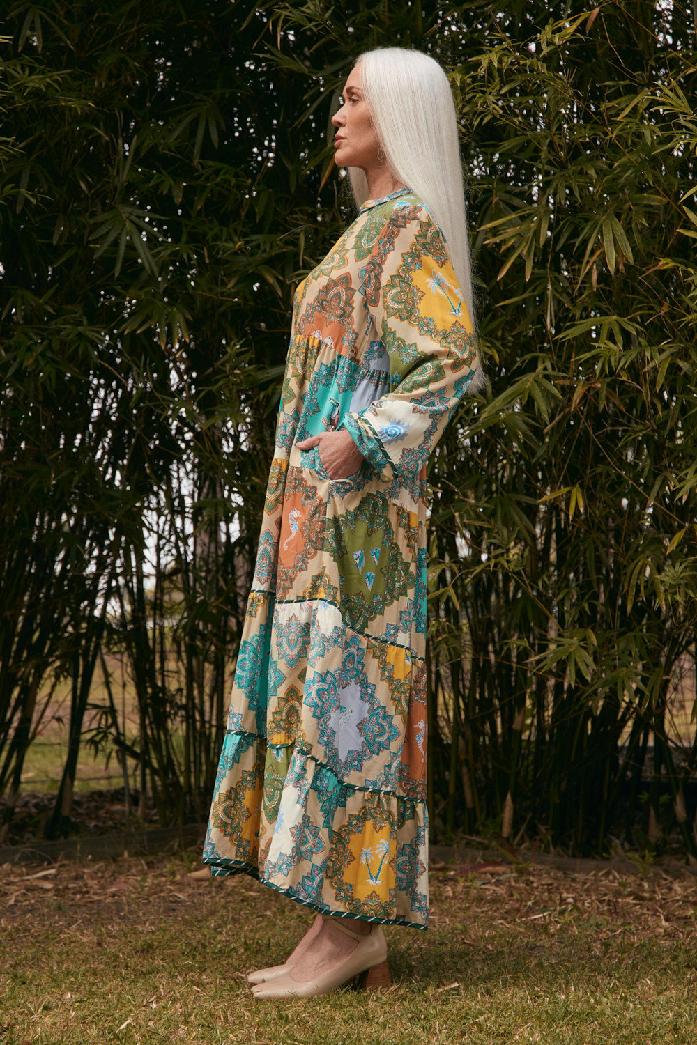 Sabre V-Neck Dress in Odyssey