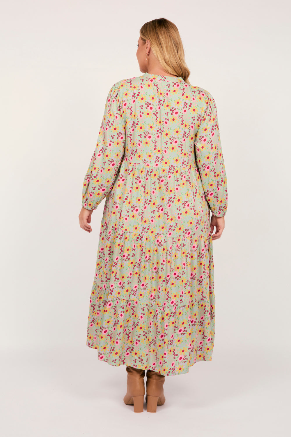 Sabre V-Neck Long Sleeve Dress in Autumn Posy
