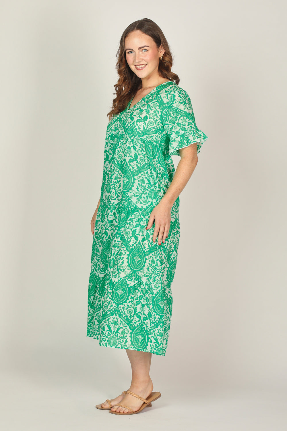 Sabrina Maxi Dress in Green Danube