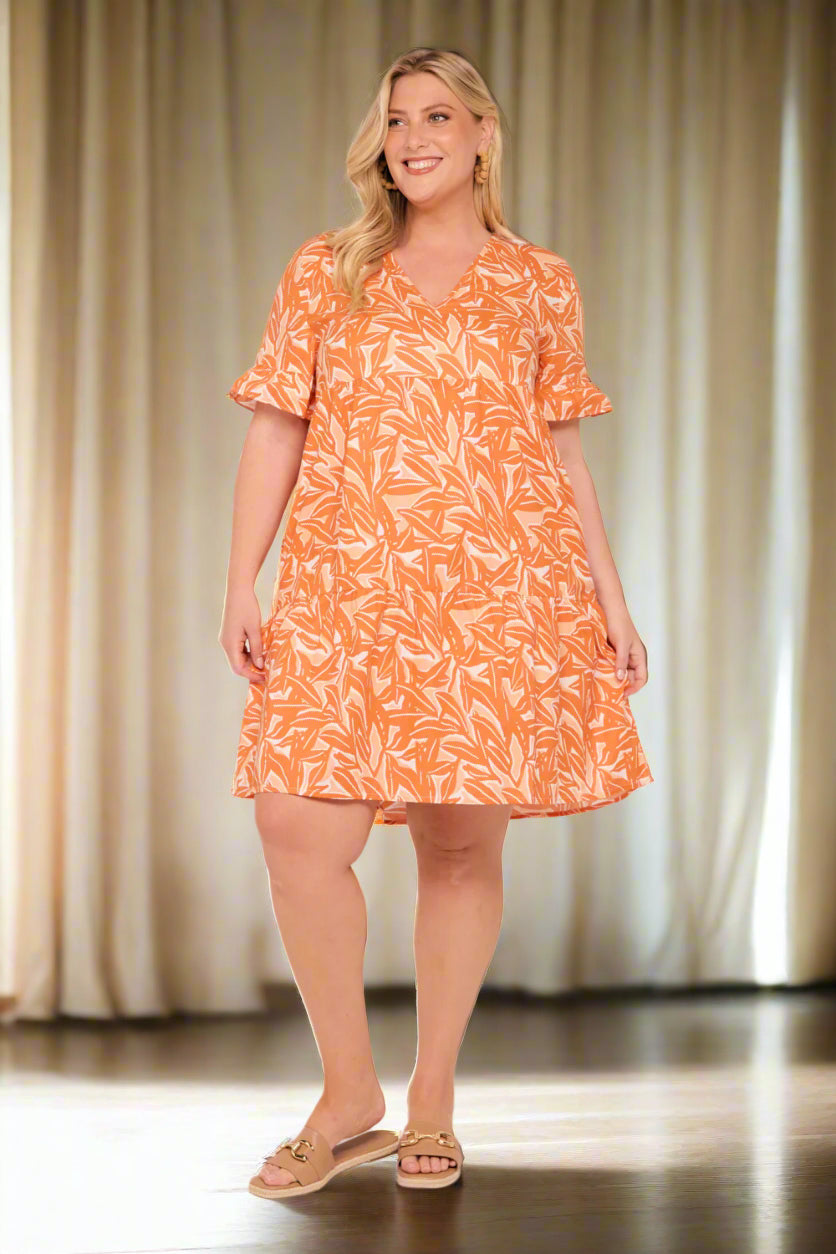 Sabrina Short Dress in Coral Coast