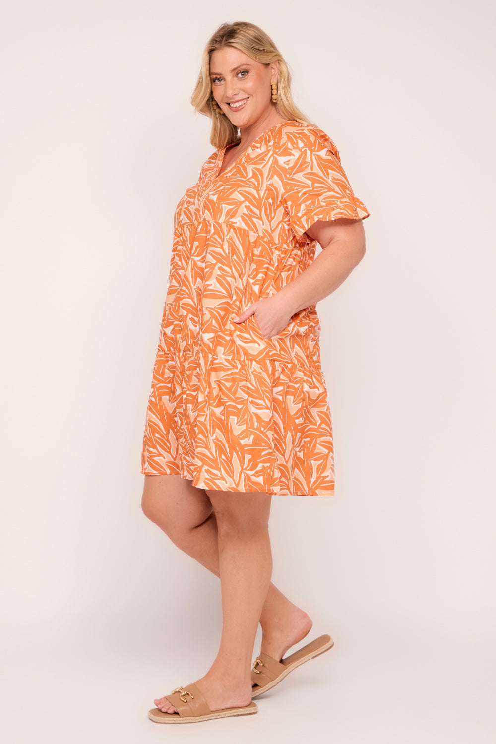 Sabrina Short Dress in Coral Coast