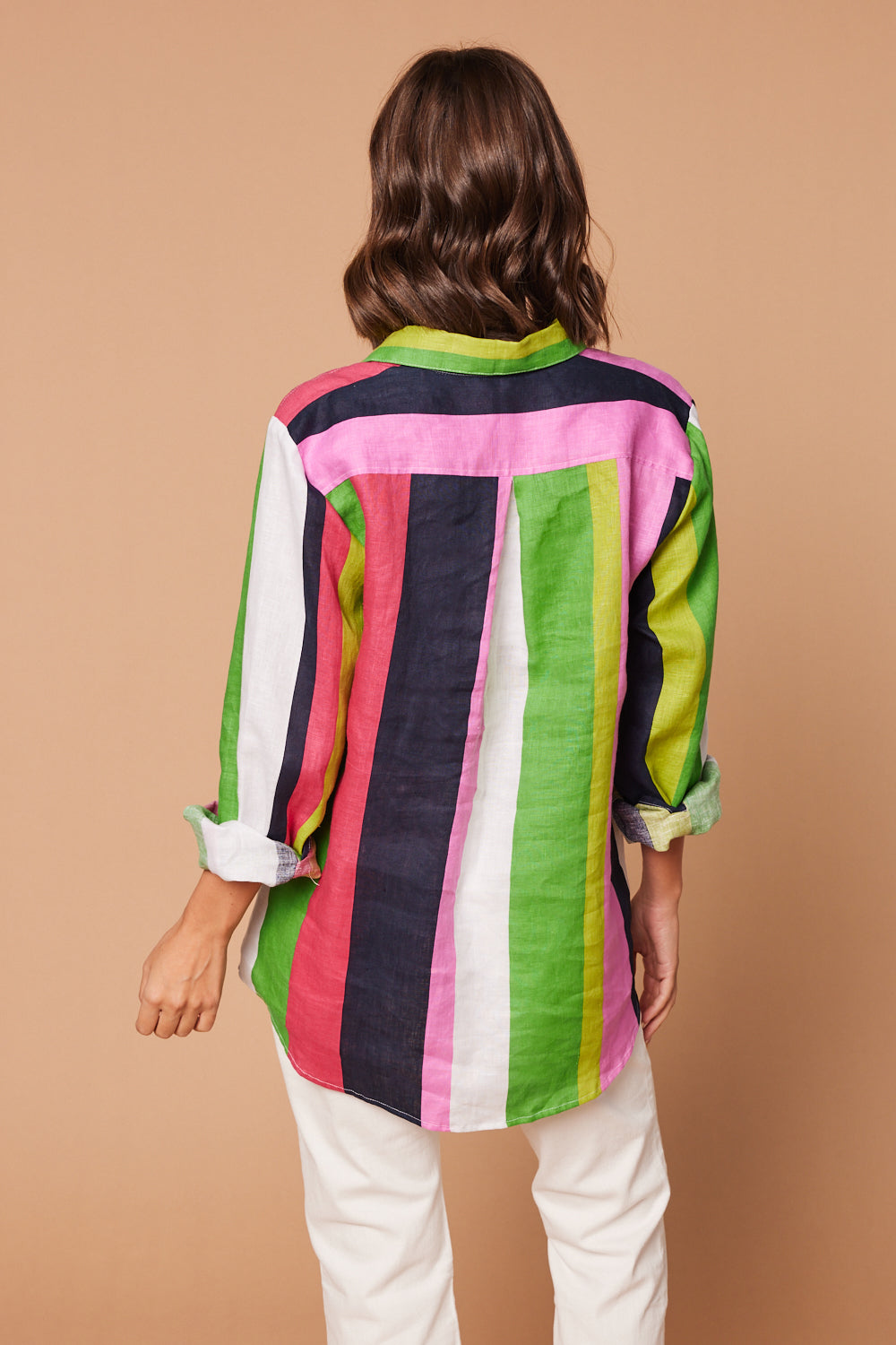 Oversized Linen Boyfriend Shirt in Treviso Stripe