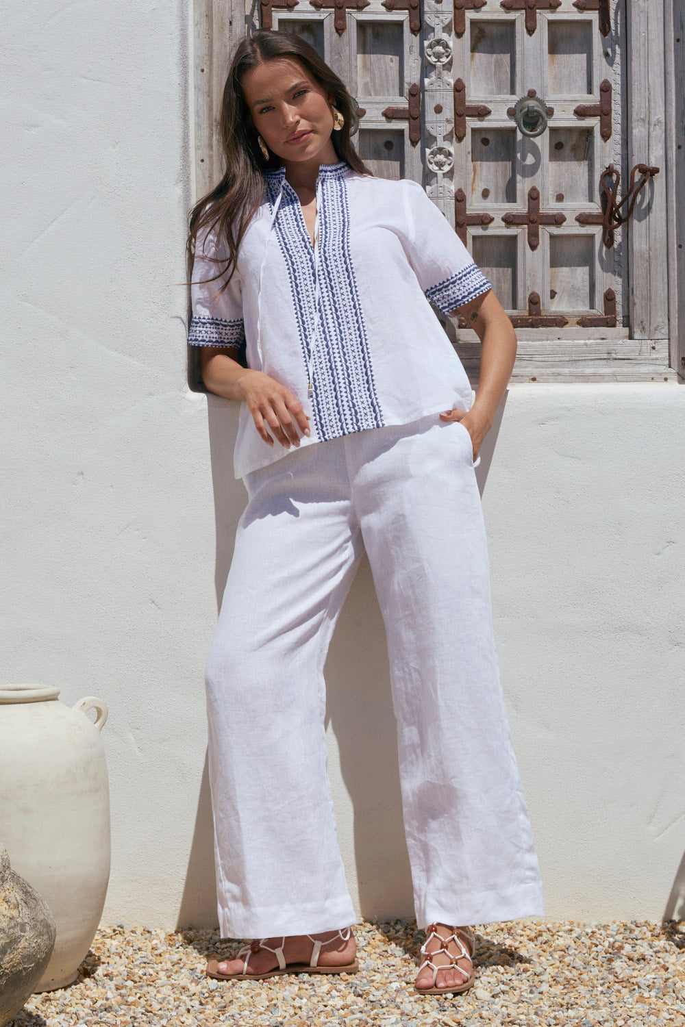 Samara Embroidered Blouse in White