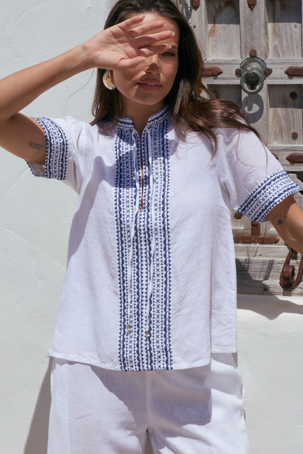 Samara Embroidered Blouse in White