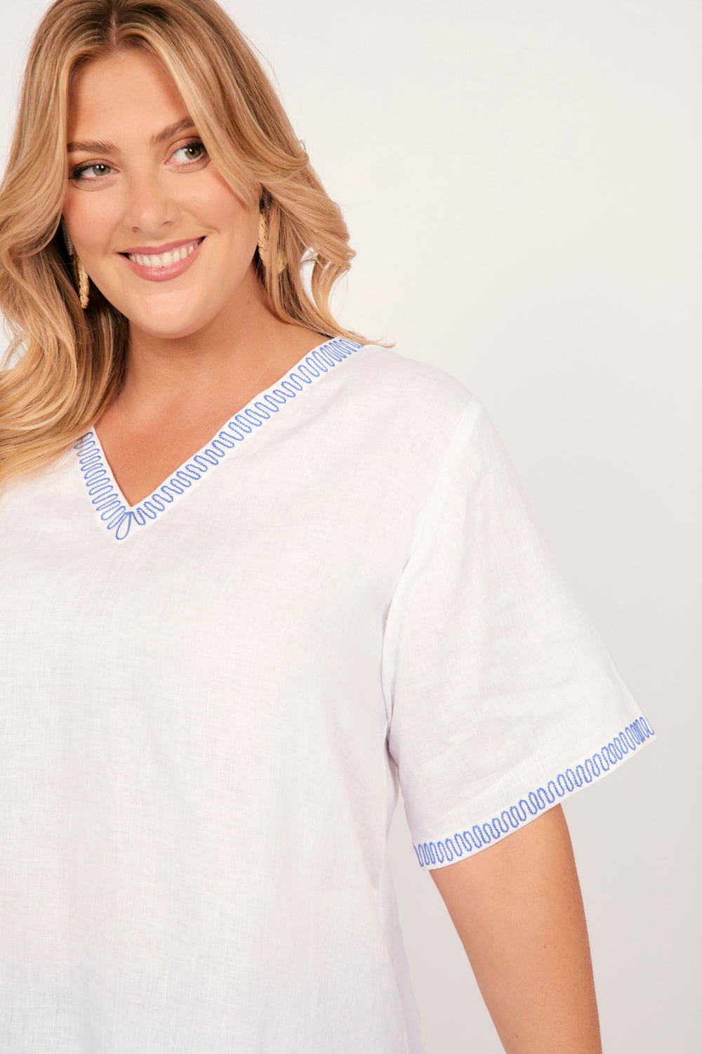 Samara Linen Top in Island Breeze