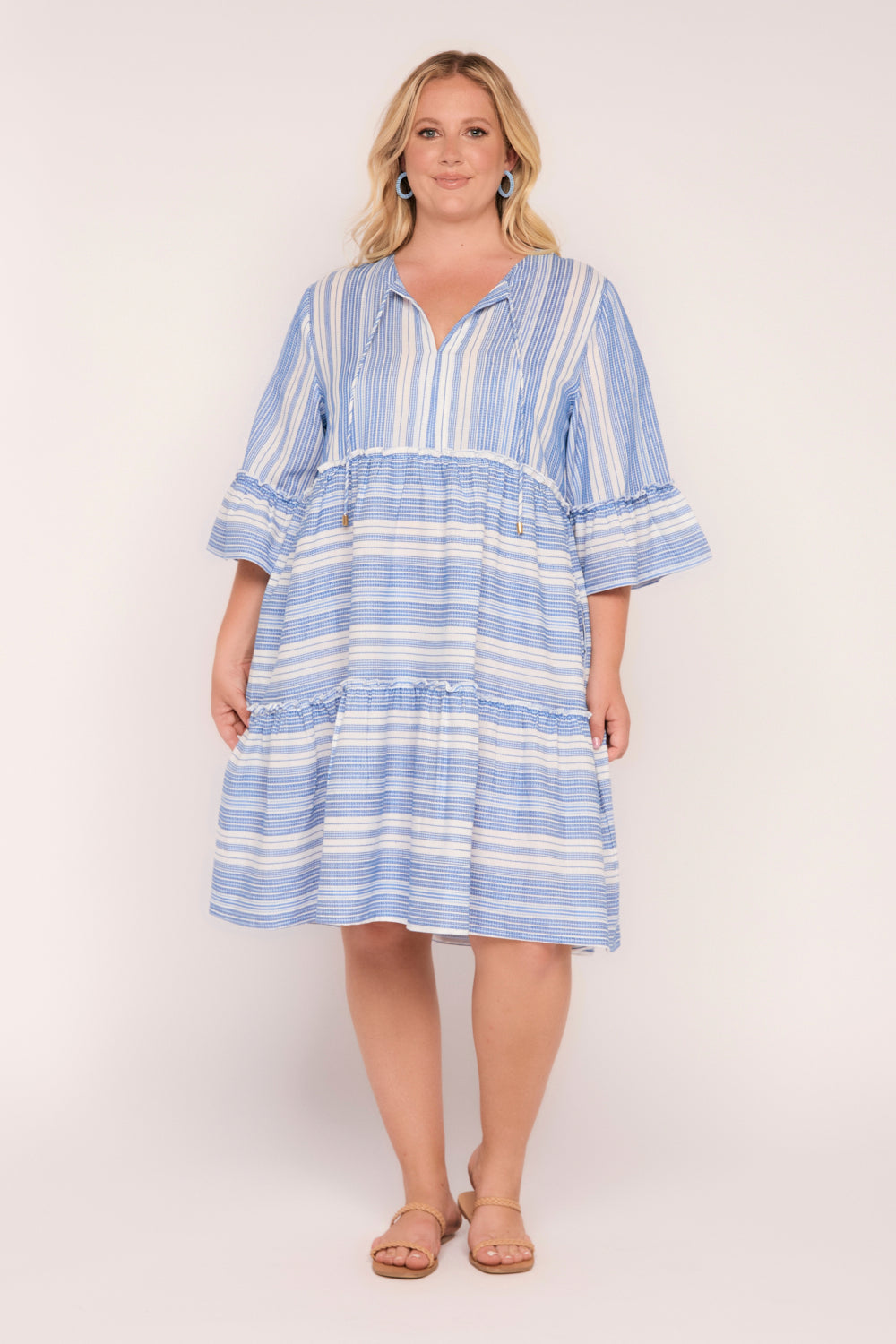 Scout Tiered Dress in Azure Elegance