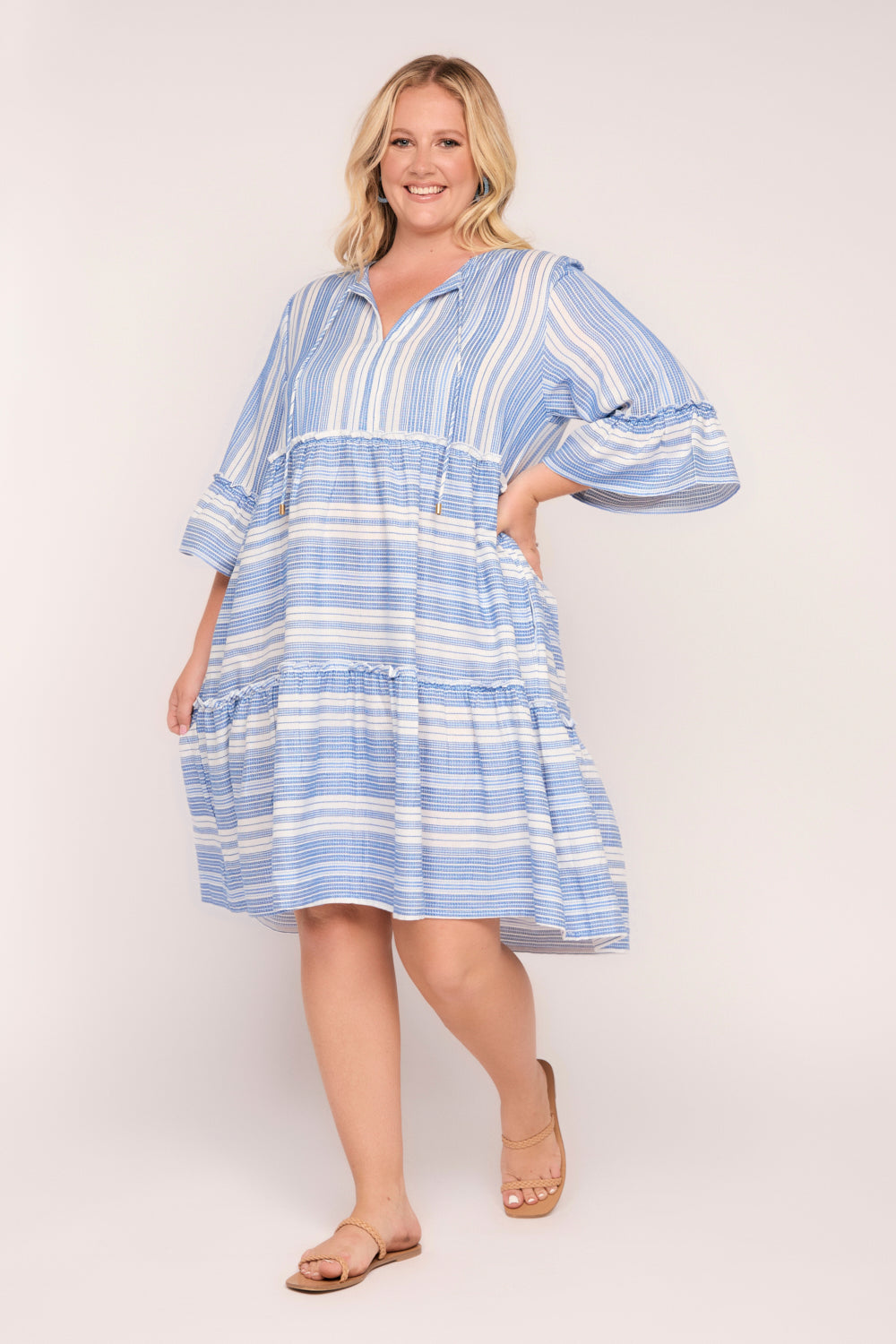 Scout Tiered Dress in Azure Elegance