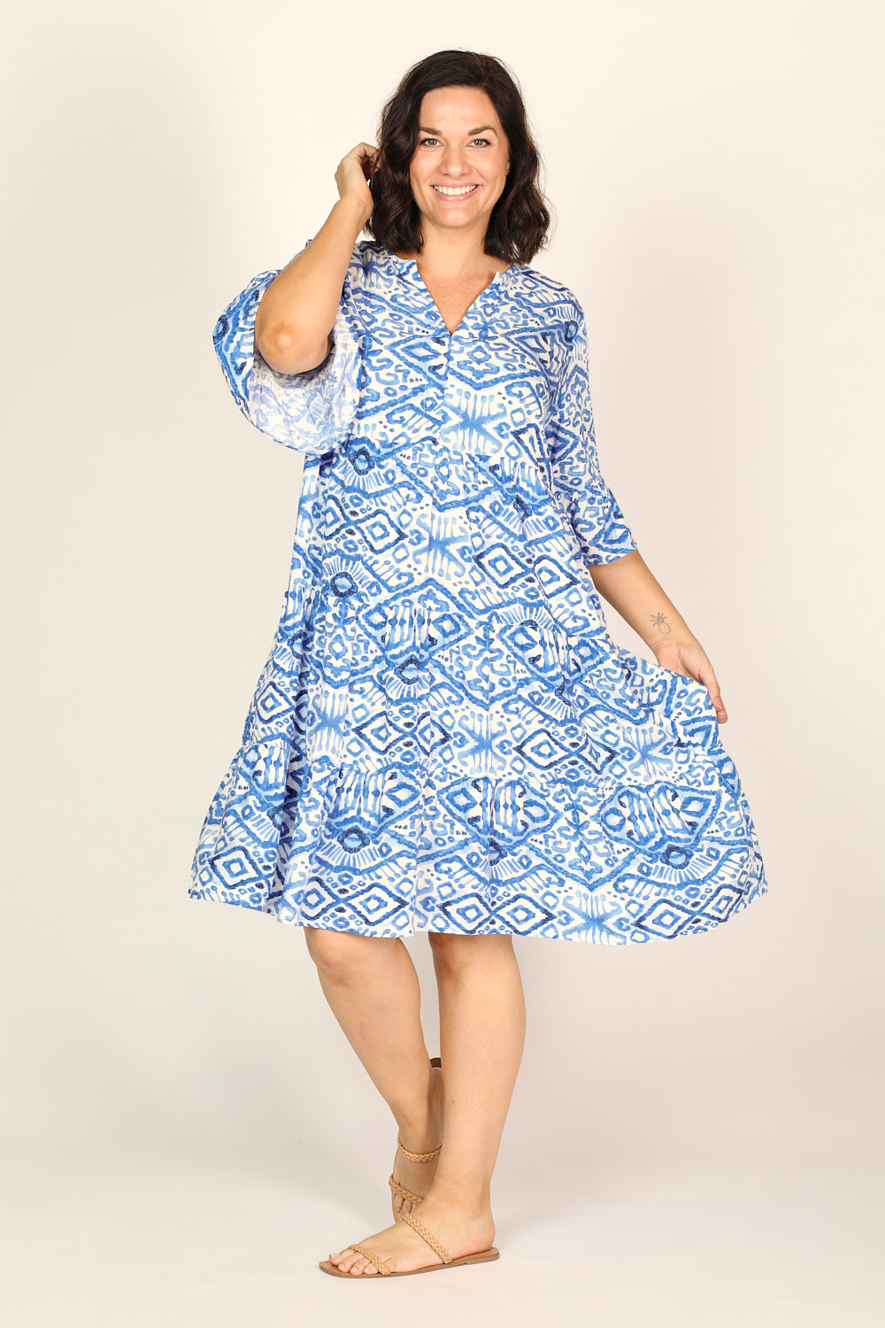 Scout Tiered Dress in Azure Sky