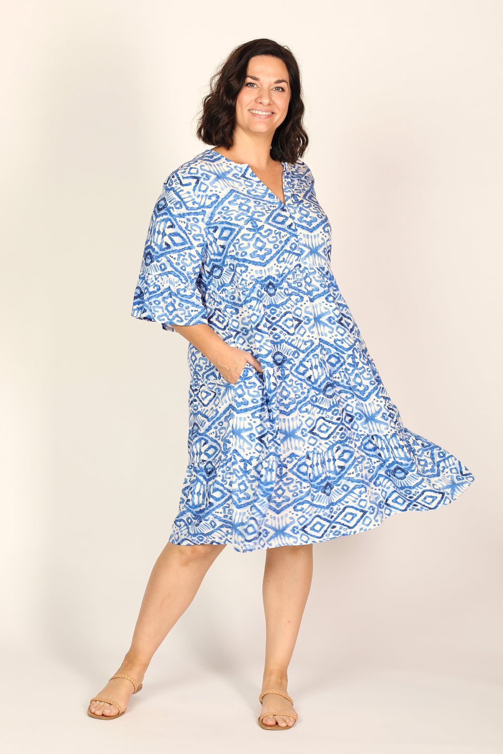 Scout Tiered Dress in Azure Sky