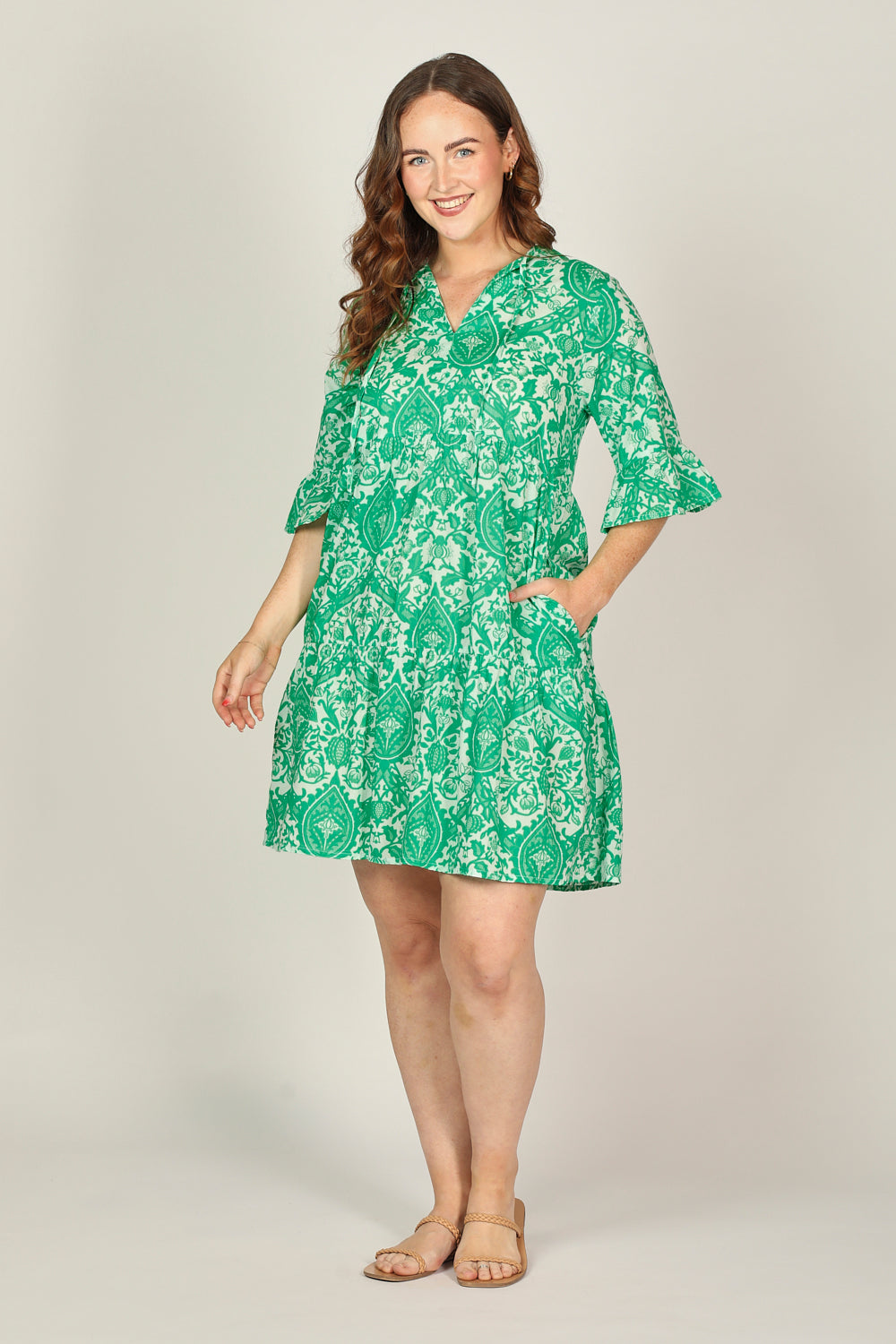 Scout Tiered Dress in Green Danube