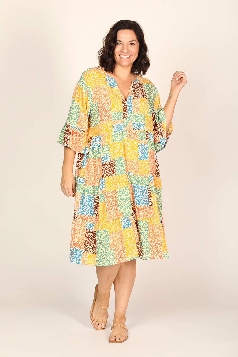 Scout Tiered Dress in Pretty Patchwork