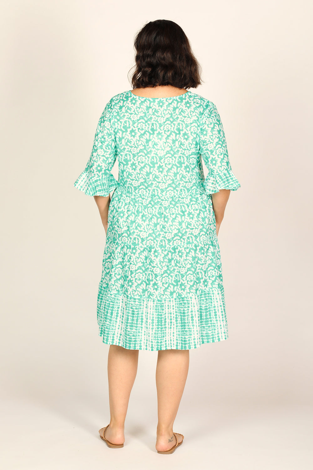 Scout Tiered Dress in Shibori Turquoise